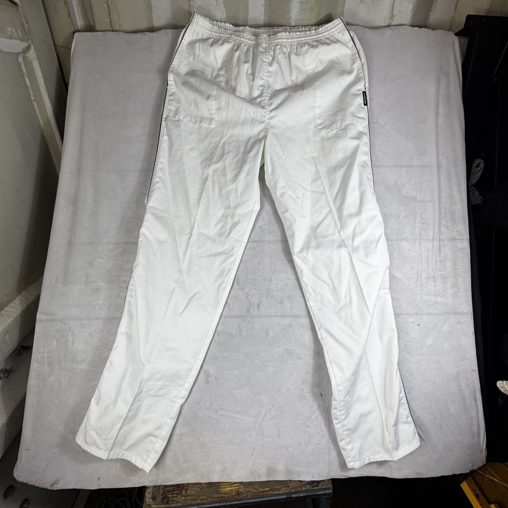 Dickies Track Pants Men 34W White Regular Fit Flat Front Elastic Waisted Pull On